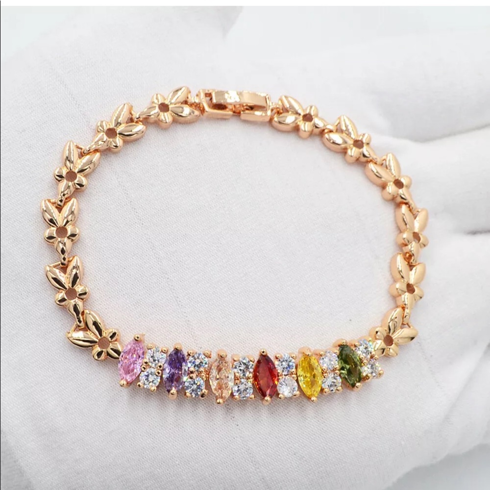 New Gold Multi Color Birthstone Color Bracelet - image 1